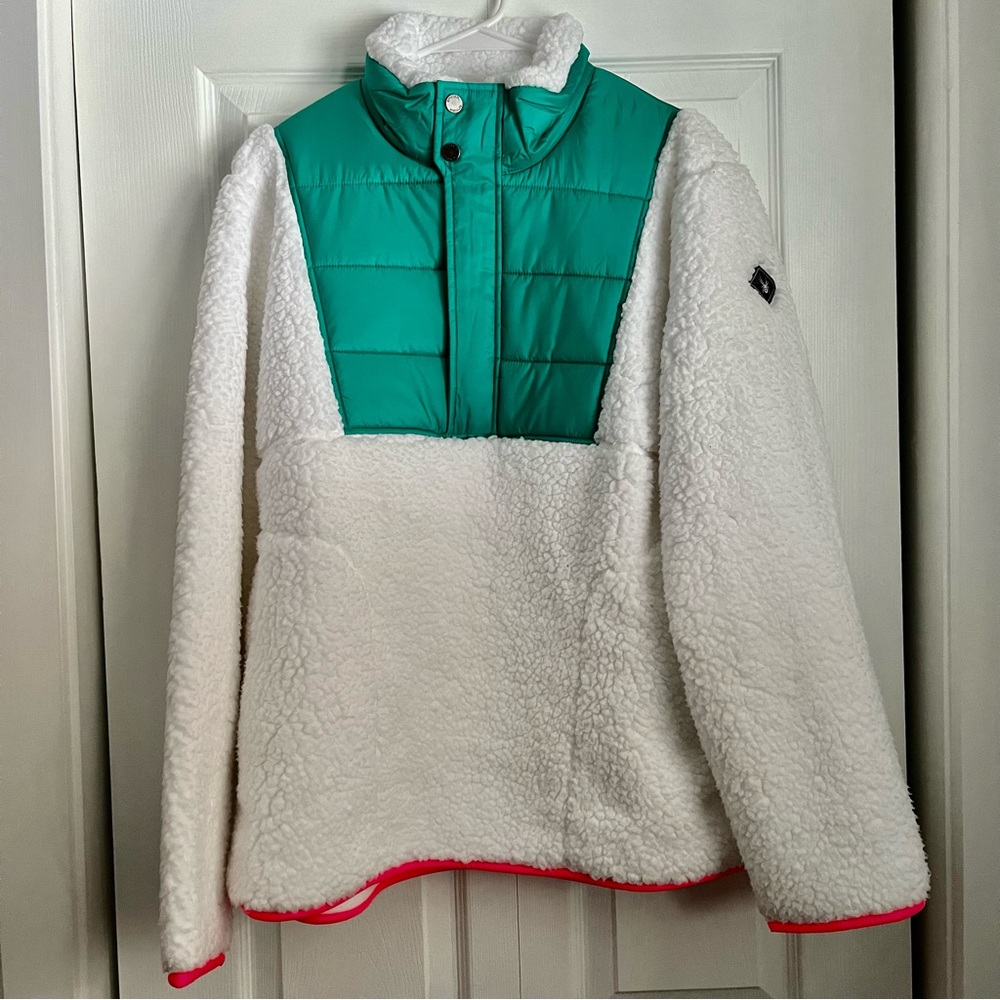 SPYDER Boulder Anorak WOMAN’s XL 1/4 zip thick sherpa jacket (Neon Pink Trim)